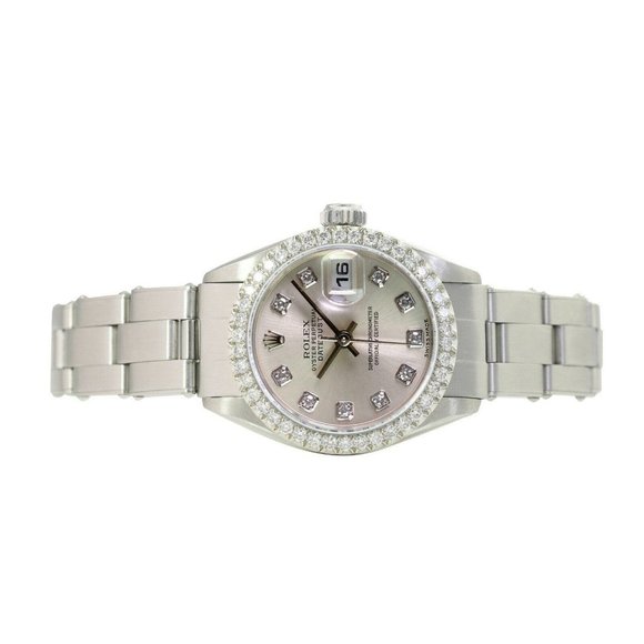 ROLEX DATEJUST SILVER DIAMOND DIAL 1.15CTW DIAMOND STEEL OYSTER WATCH 26MM 69174 - Picture 4 of 6